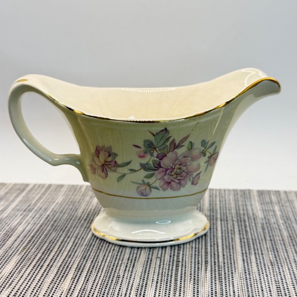 Edwin M. Knowles China Co. Other - Edwin M Knowles China Gravy Boat Vintage Floral Gold Trim Semi Vitreous 1944 USA